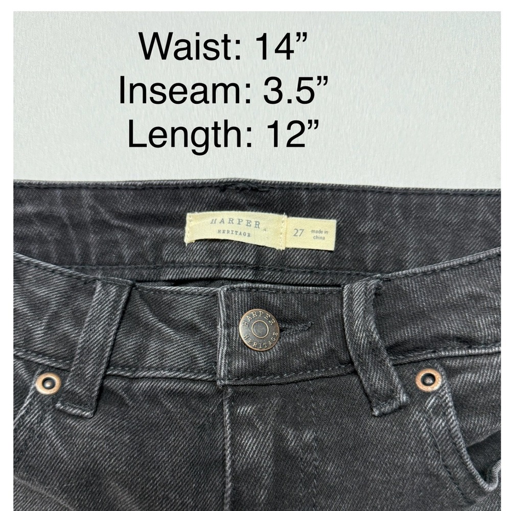 Harper Heritage Denim Shorts High Waist Black Wash Casual Size‎ 27 - Picture 2 of 3